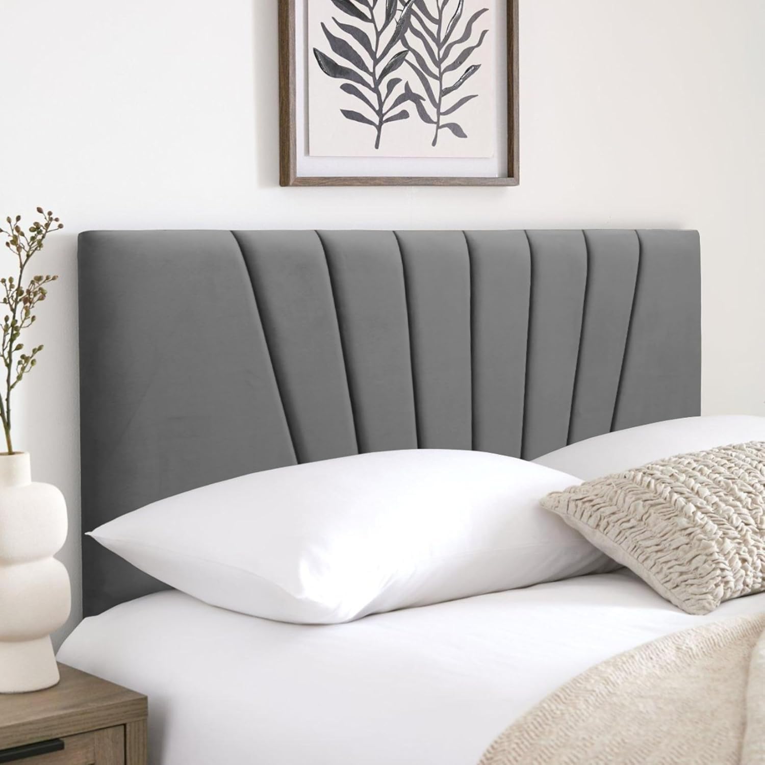 Cloudmere Luxury Sunrise Headboard Elegant design Divan Bed | Upholstered Padded Headboard for Divan Beds, Bedroom and Hotel Furniture (3ft Single, Grey)