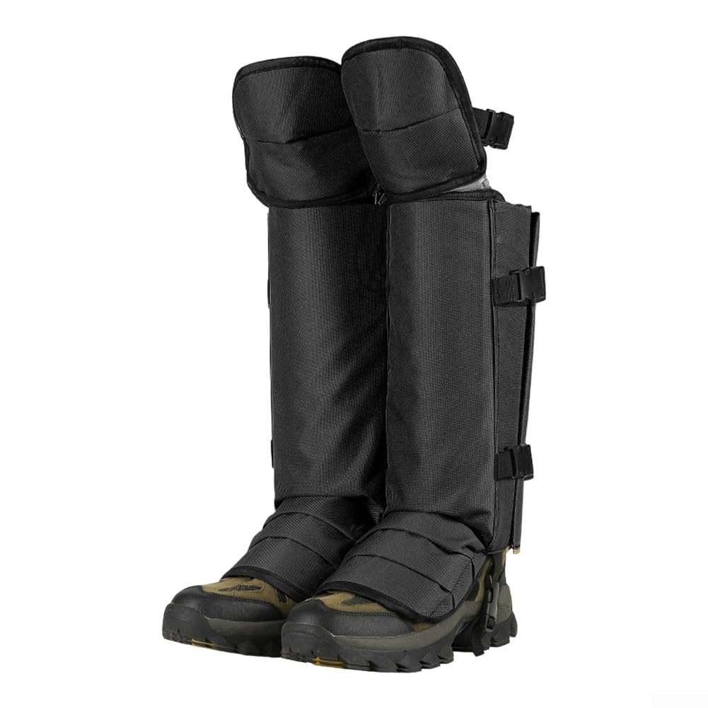 Ghette regolabili per escursionismo, 1 paio di protezioni per gambe impermeabili per uso esterno, tessuto Oxford 500D, unisex, per escursionismo, caccia, campeggio (nero)