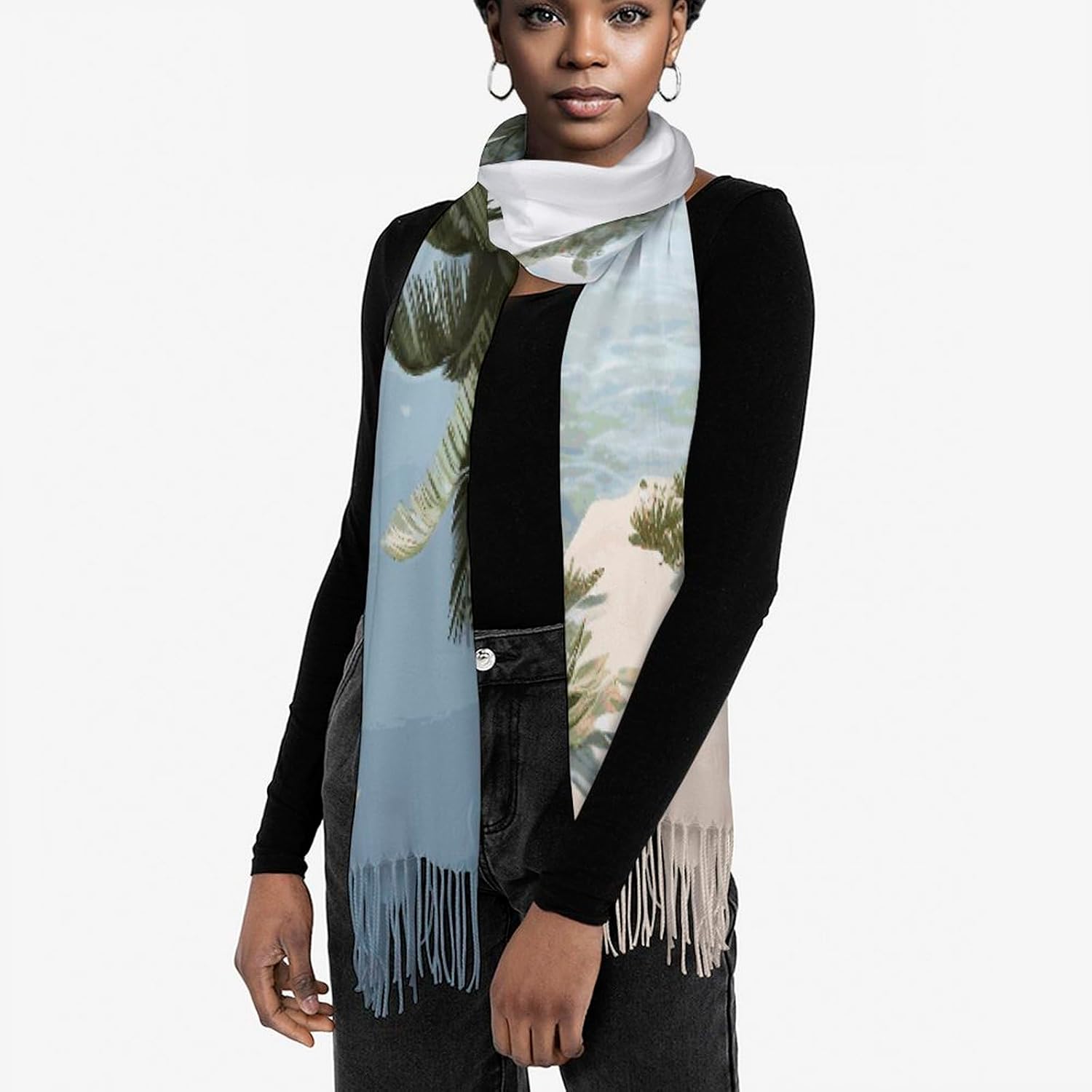 Tropical Palm Trees Scarf for Women Men Soft Warm Fashion Blanket Scarves Classic Cashmere Feel Scarf Long Shawl Large Scarves Cold Weather Thick Blanket Scarfs