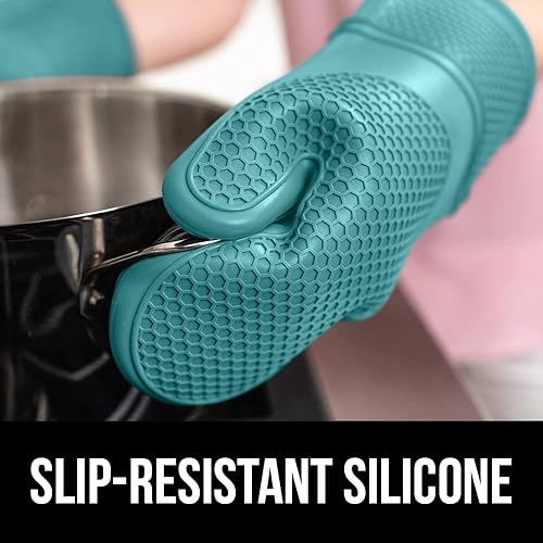 Miniatura 2 de Gorilla Grip Manoplas de horno de silicona y abrelatas manual, los guantes de silicona para horno son de 12.5 pulgadas, el abrelatas incluye abridor