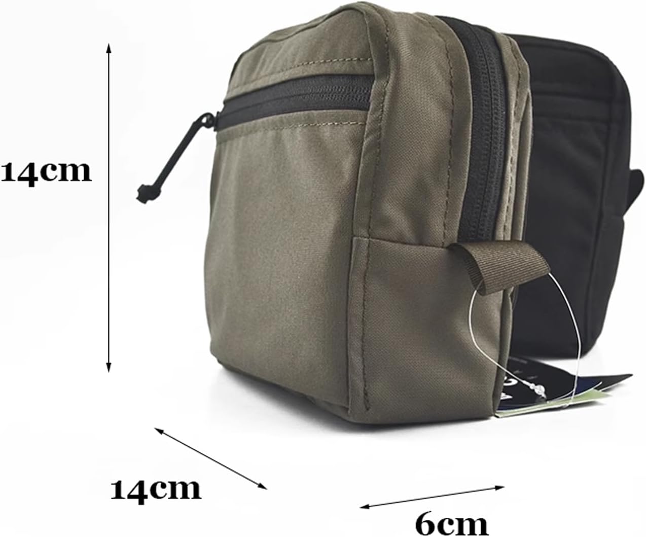 Tactical Pouch Double YKK Zipper Smart GP Accessory Bag with Mag Pouch Inside Pocket Molle Strap Delustering 500D Nylon 5.5"×5.5"×2.4"