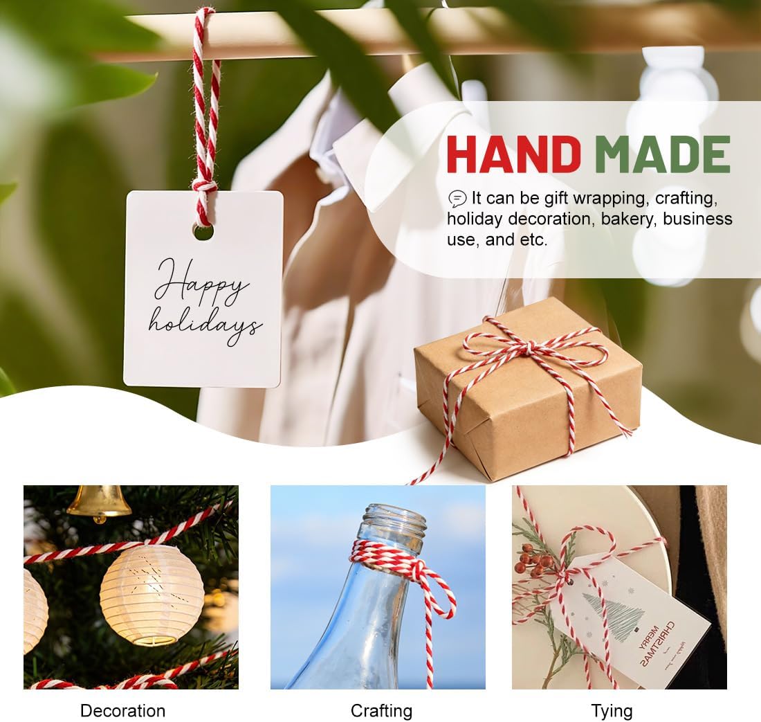 SMART&CASUAL Red and White Cotton Twine, 700 Feet Natural Bakers String for Cooking, Crafts, Gift Wrapping, Butchers, Christmas and Wedding Decor image 4