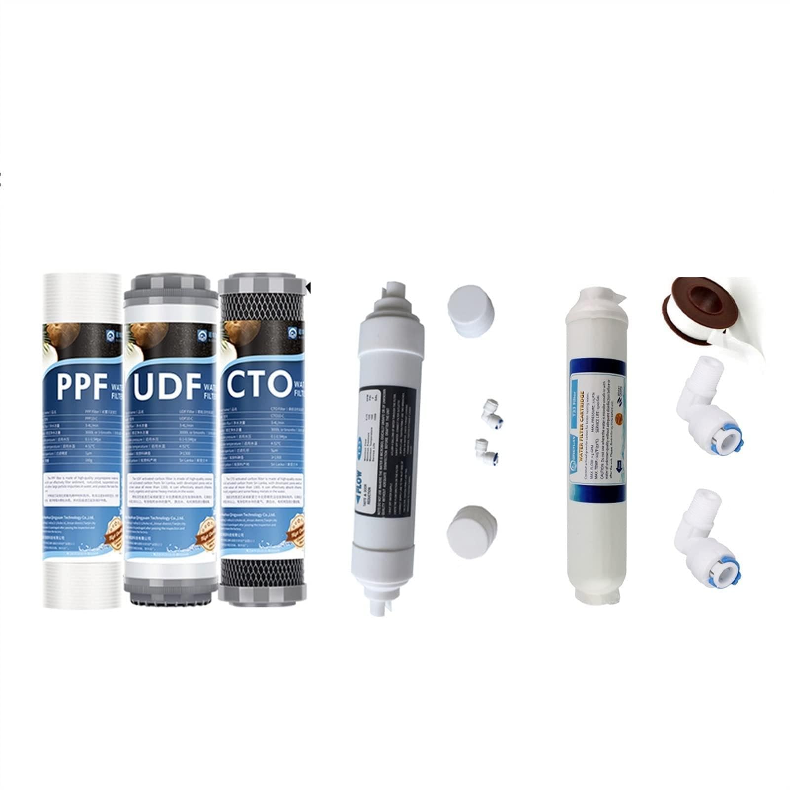 Water Filter Cartridge, T33 Water Filter Cartridge,PP Cotton,UDF Suitable for Water Filter Housing,T33 Cartridge,Ro Membrane System Replacement(Set4)
