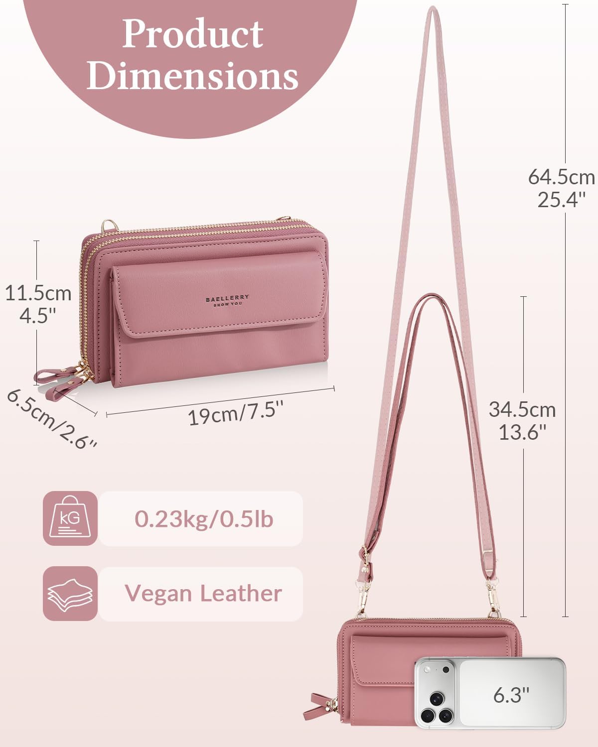 Small Crossbody Wallet for Women, Vegan Leather Crossbody Cell Phone Purse Shouder Handbag with 12 Card Slots | 12 card slots, Multi-compartment, For a passport, Adjustable strap, Ideal gift