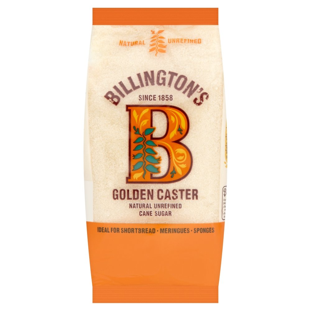 Billington'sGolden Caster Natural Unrefined Cane Sugar, 500 g, Pack of 10