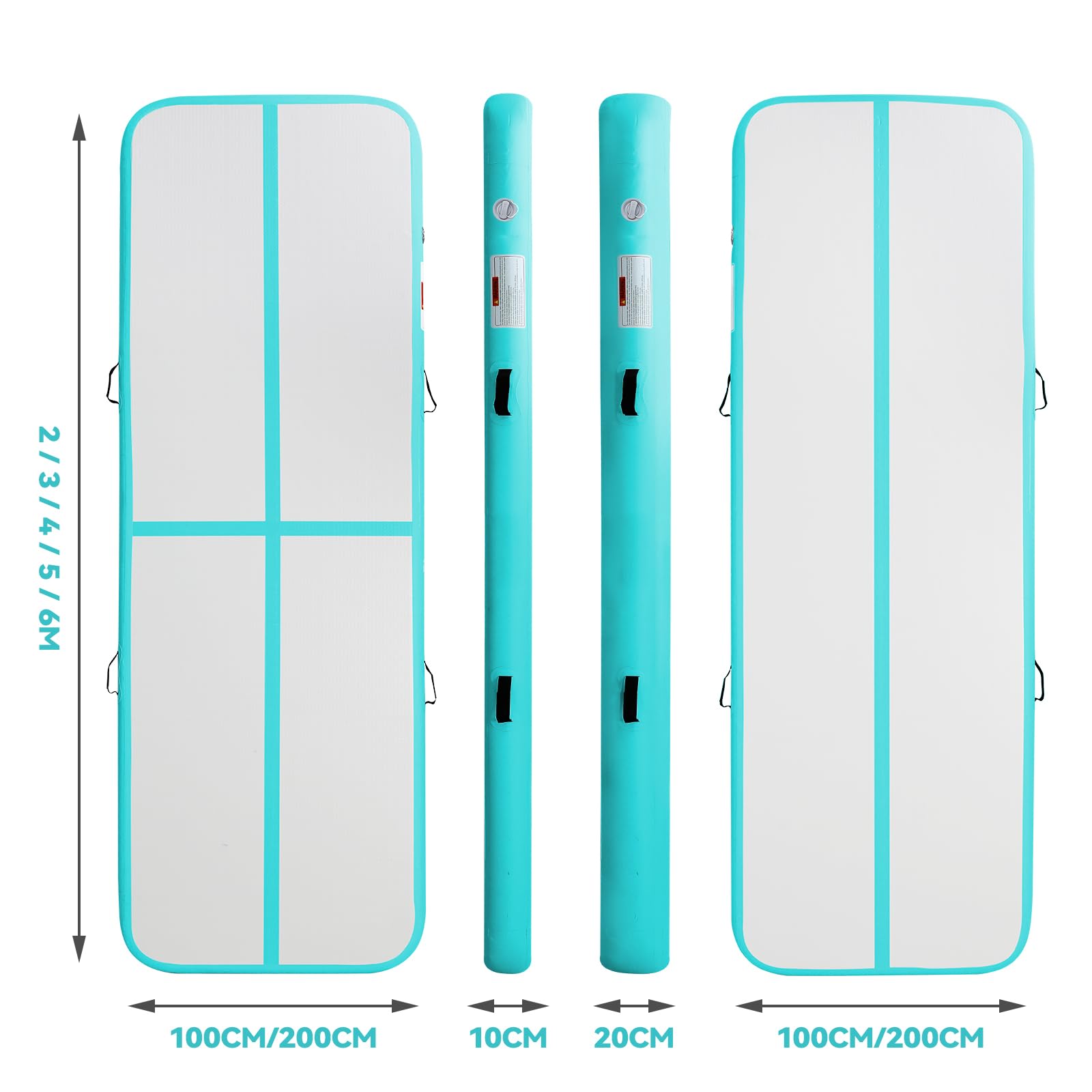 Colchoneta Gimnasia Artística 10cm/20cm Gruesa 3-12M Tumbling Mat Inflable con Bomba Eléctrica