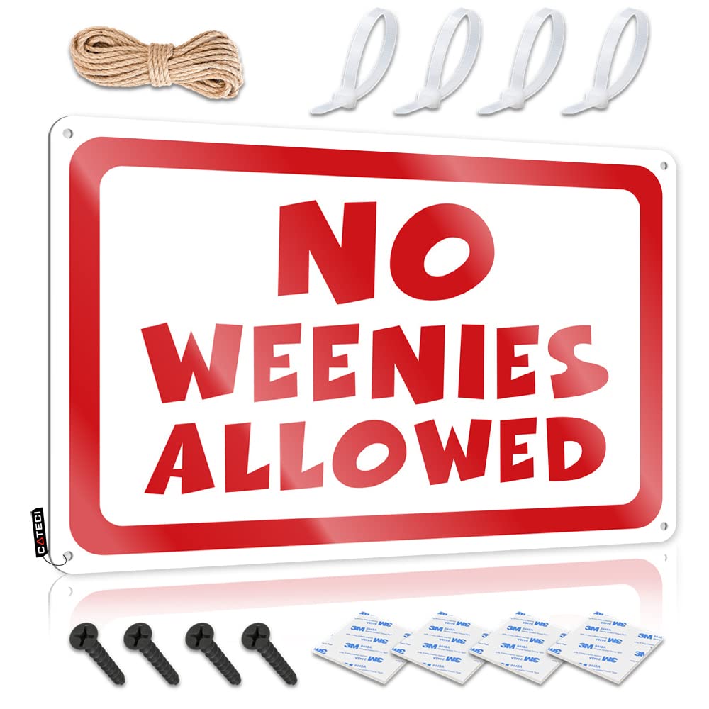 Decaor Weathered Funny Vintage Signs - No Weenies Allowed Rustic Wall Art Affirmation Easy Hang For Bedroom(20X30CM)