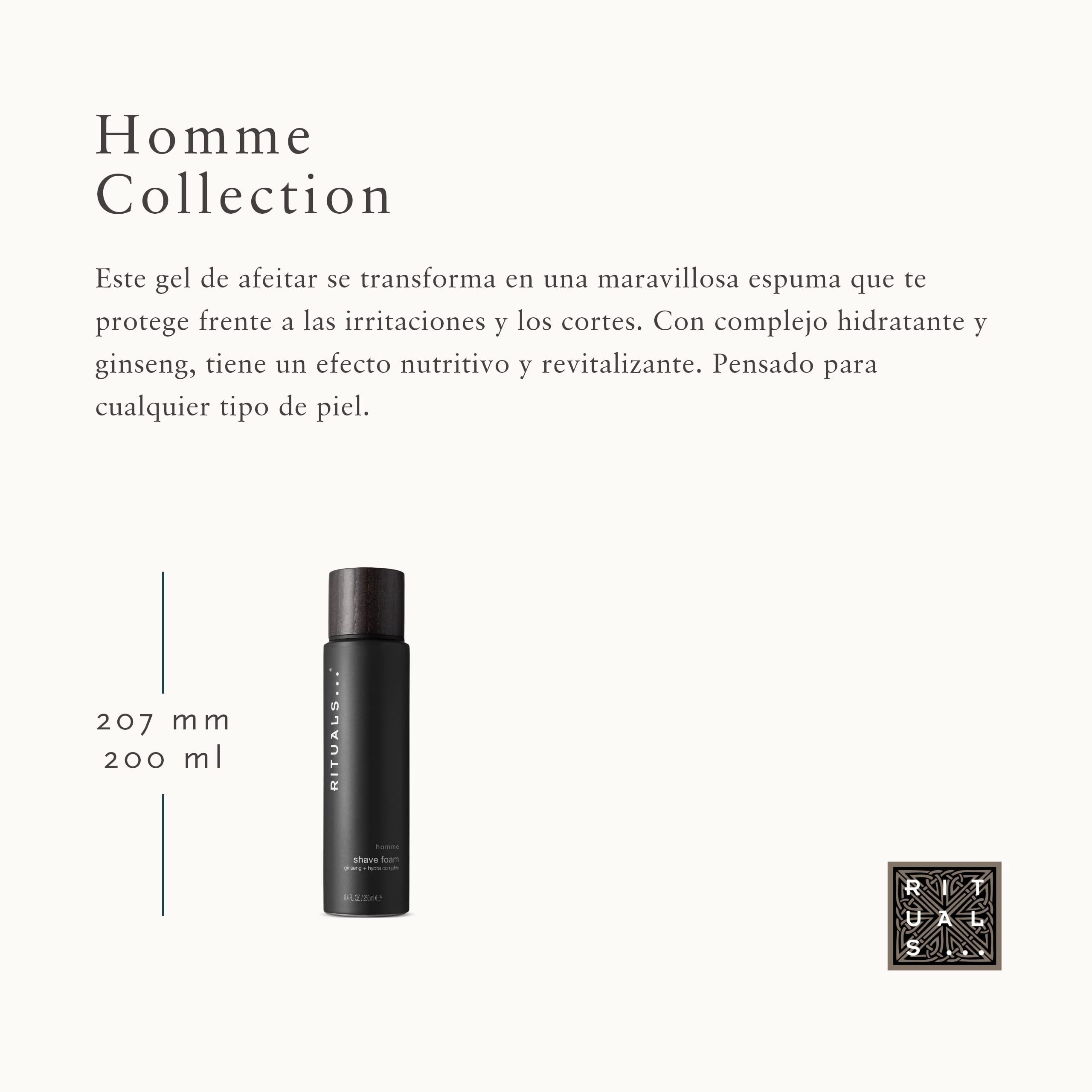 Crema de Afeitar RITUALS Homme Collection, con Ginseng - Propiedades Hidratantes y Tonificantes con Complejo Hidratante