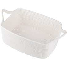 OIAHOMY Cotton Rope Gift Basket Empty with Bags &amp; Ribbons, Woven Baby Shower Basket for Nursery &amp; Pet Toys, Ideal Personalized Gift for Holidays, Birthdays &amp; Decor, White
