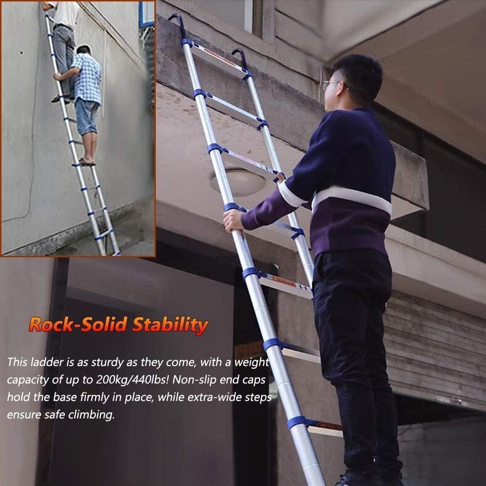 Rooftops?? Telescoping Ladder with Removable Hooks, Blue Aluminum Collapsible Retractable Ladder, 6.5 12.6 16 17 19 20 FT Tall (Size : 3.25m/10.6ft)
