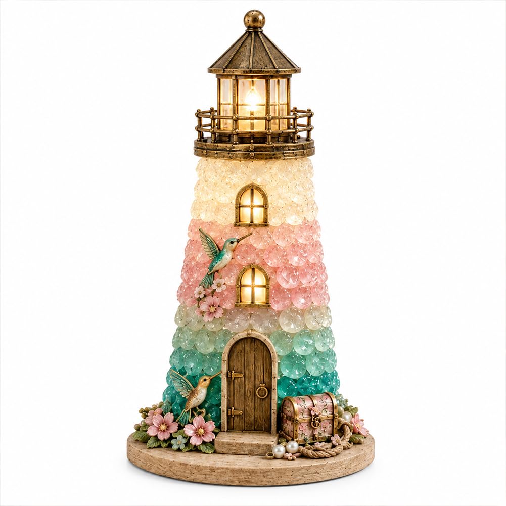 DIY Lighted Sea Glass Art Kit, Sea Glass Lighthouse Craft Kit for Adults