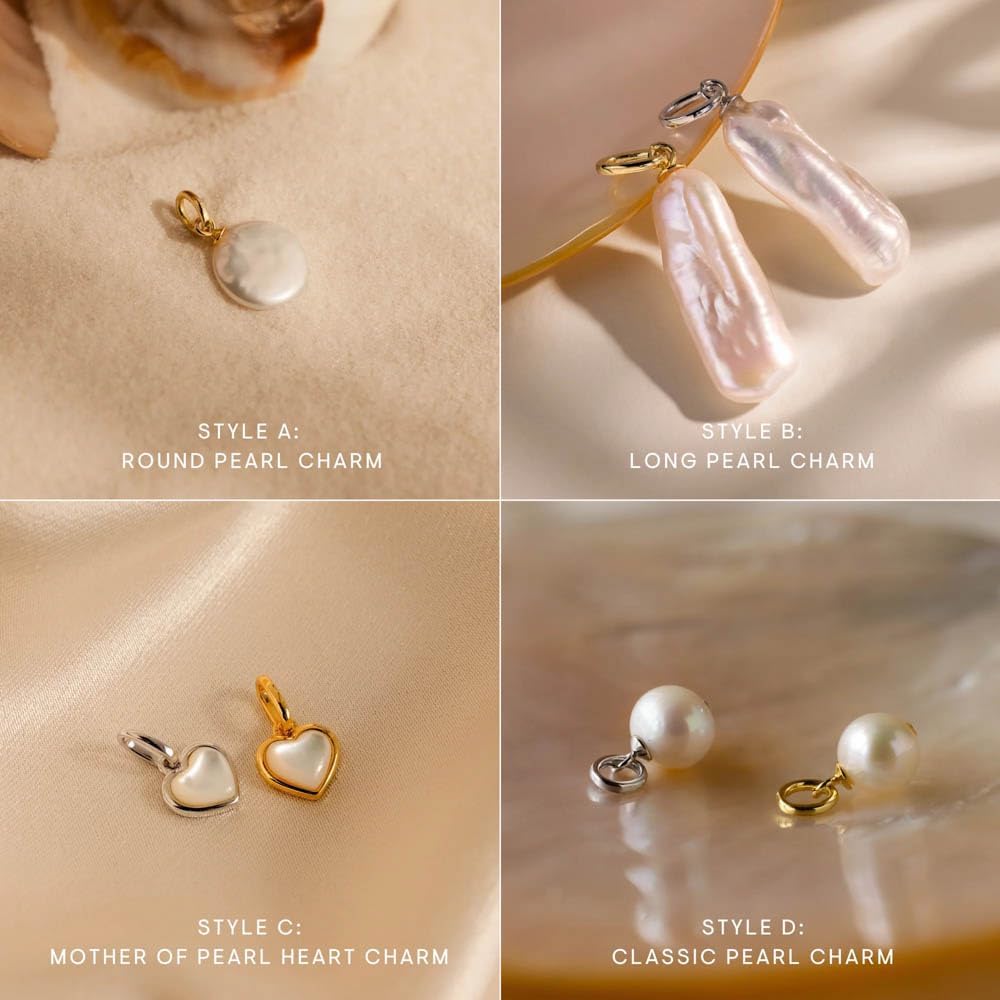 CAITLYNMINIMALIST 18K Gold Sterling Silver Mother of Pearl Moonstone Heart Charm Bead Pendant for Necklace Bracelet & Hoop Earrings Gift for Her