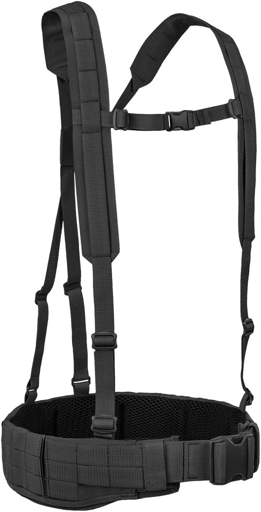 Tasmanian Tiger Warrior Belt MK III, Tactical Battle Belt, MOLLE Webbing, Chest Strap Carrying System, Medium, Black, TT-7655-040-M