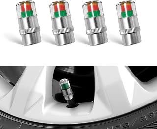 4Pcs Universal 32PSI Car Tire Pressure Monitor Valve Stem Caps Sensor Indicator - 3 Colors Alarm for Cars, SUVs, Trucks