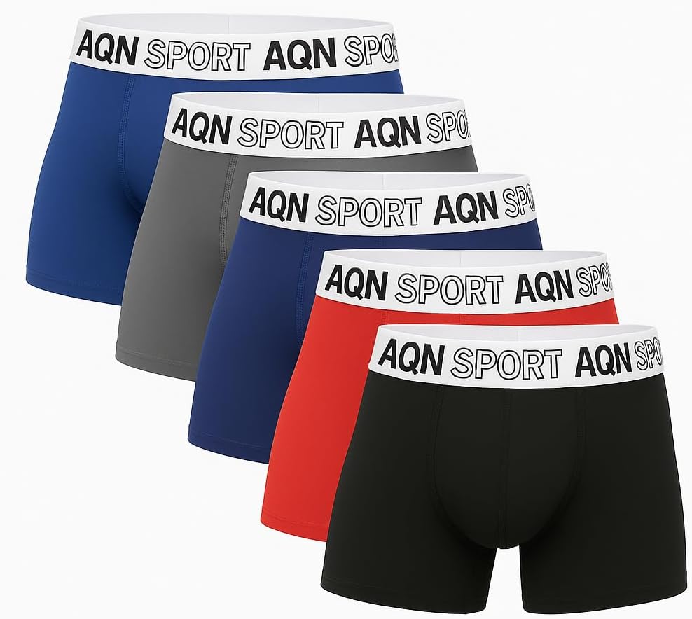 Kit 5 Cuecas Boxer AQN SPORT Estilo Ciclista Masculina Microfibra com Suplex Premium e Conforto Duradouro