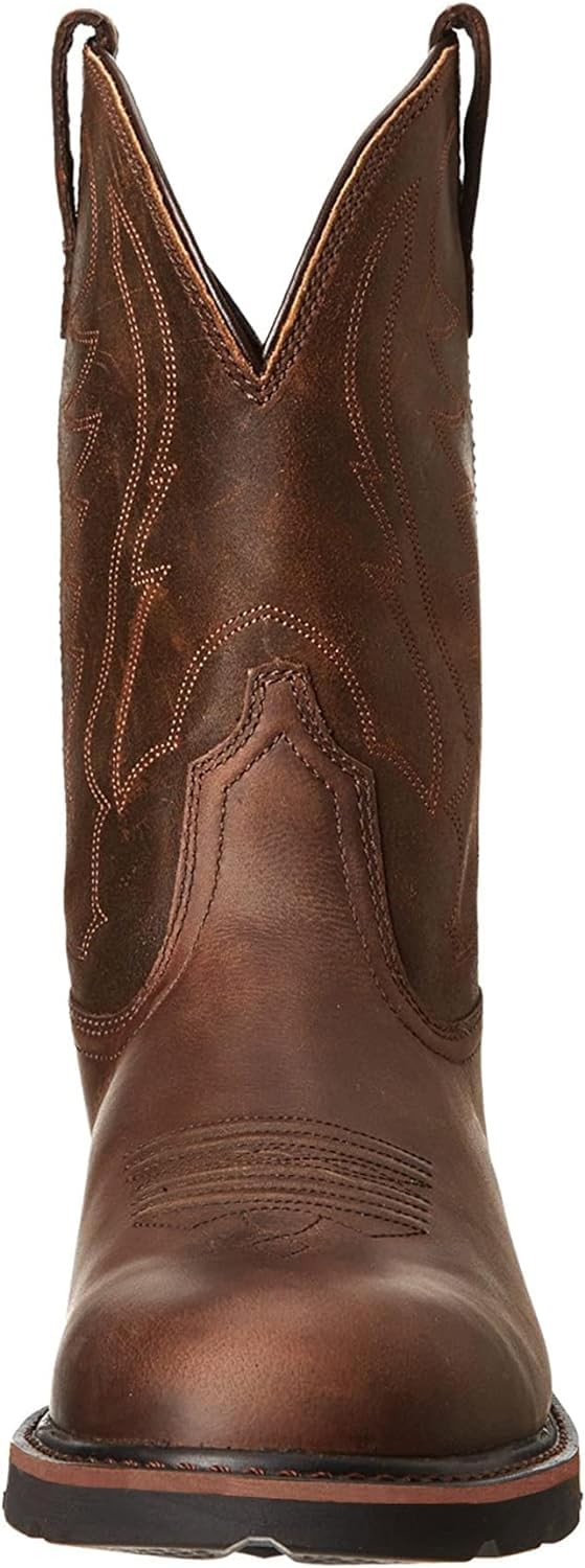 Stivali da cowboy da uomo Stivali western ricamati con punta tonda Stivali country tradizionali Stivali da lavoro,44,Brown