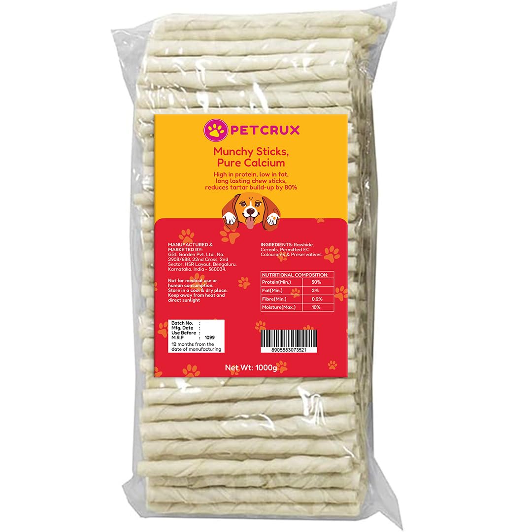 Petcrux Dog Chew Munchy Sticks, Pure Calcium, Suitable for Puppy and Small to Medium, Healthy Teeth and Gums of Dogs Snacks, Savory Dog Treats for All Life Stages - 1Kg (B0CR432J83) Amazon Price History, Amazon Price Tracker