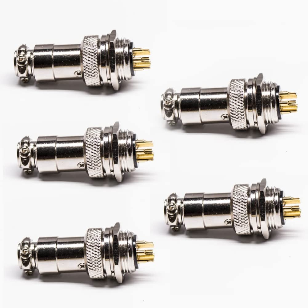 GX16-5 Aviation Connector Set - 5 Pin Male & Female Metal Plug For Panel Mount