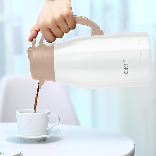 Miniatura 25 de GiNT Jarra térmica de café de acero inoxidable, dispensador de agua y bebidas al vacío de doble pared, retención de calor de 12 horas, 65 onzas/1.9