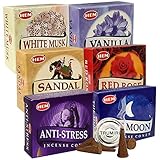 Hem Incense Cones Variety Pack #6 And Cone Incense Burner Bundle With 6 Most Admired Fragrances