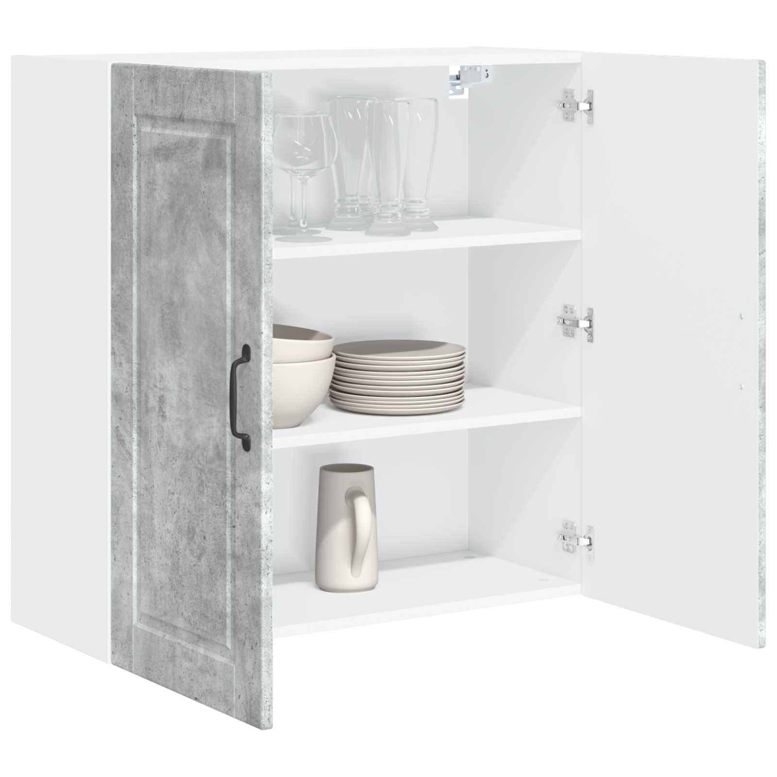 Meuble mural Porto gris béton 80x31x80 cm en bois d'ingénierie