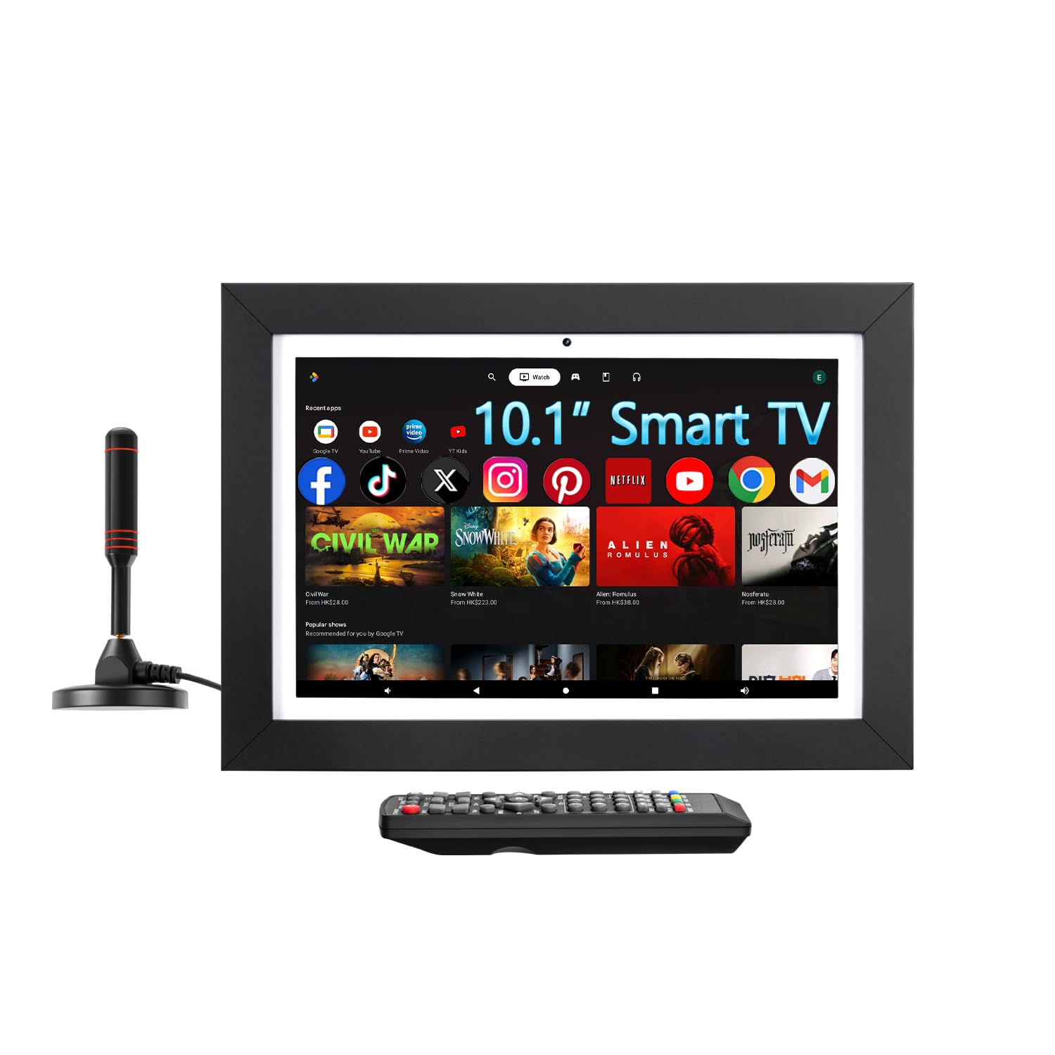 10 1 inch Small Smart Kitchen TV with ATSC Antenna Touch Screen Play Store Calendar Picture Frame and