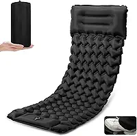 Colchão Inflável para Camping, Azul Marinho, Material Resistente, 190 x 60 x 5 cm, com Travesseiro Integrado, Compacto e Portátil, Design de Células de Ar, para Aventuras ao Ar Livre