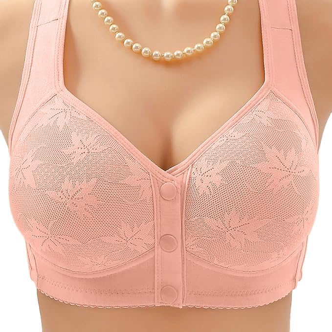 Daisy Lace Bras for Women Front Closure No Underwire Comfort Senior Wireless Snap Closing Bra - Image 2