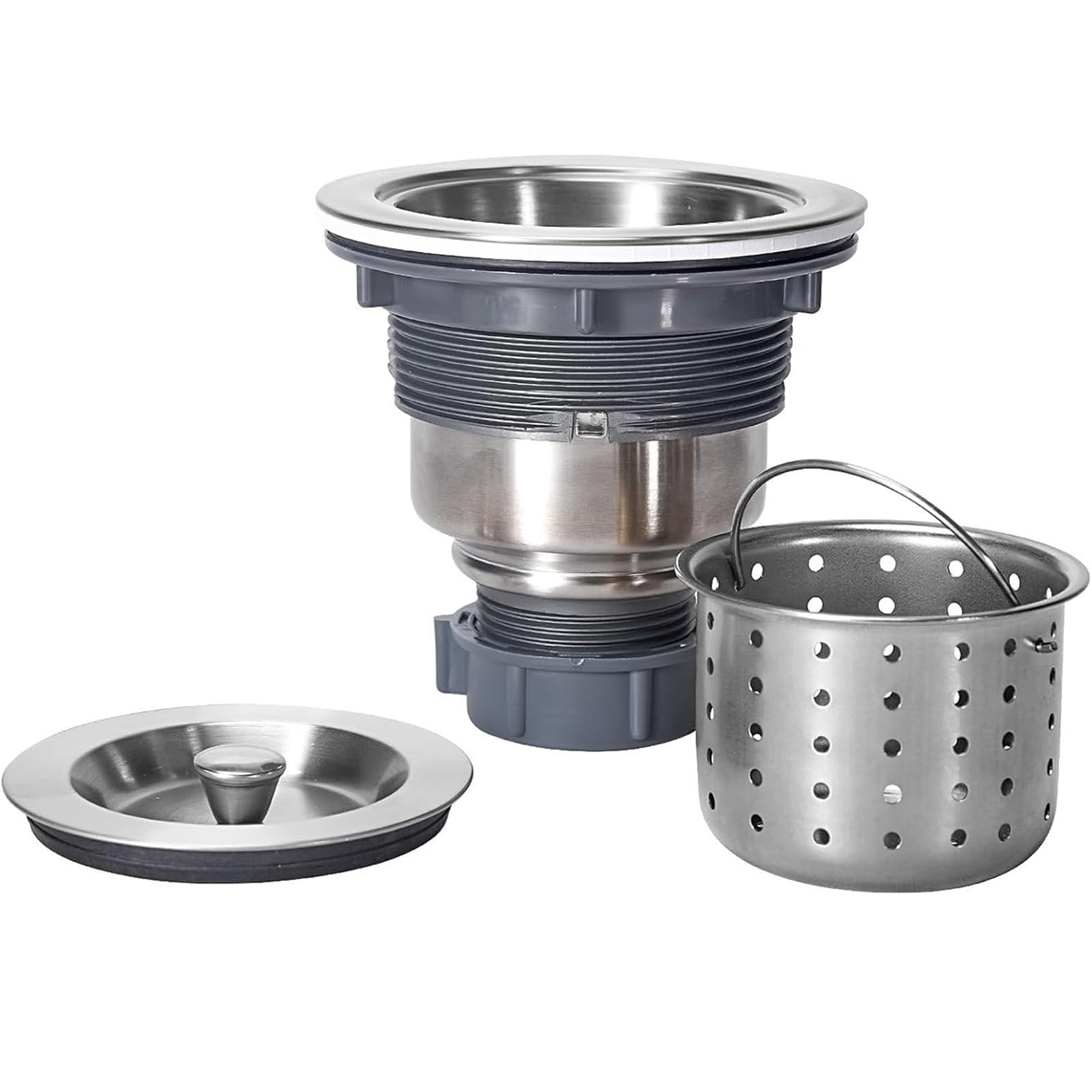 Kitchen Sink Drain Stopper Strainer Stainless Stee Kitchen Sink Drain Assembly With Removable Deep Filter Basket, Sealing Plug, And Tailpiece