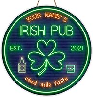 Vista 1 de Artsy Woodsy Decoración del día de San Patricio, letrero de madera de pub irlandés personalizado (no tallado real), accesorios de placa de arte