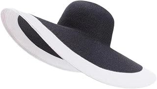 7.1''/18cm Foldable Oversized Huge Wide Brim Sun Beach Straw Hats Wedding Womens Floppy Party Dressy