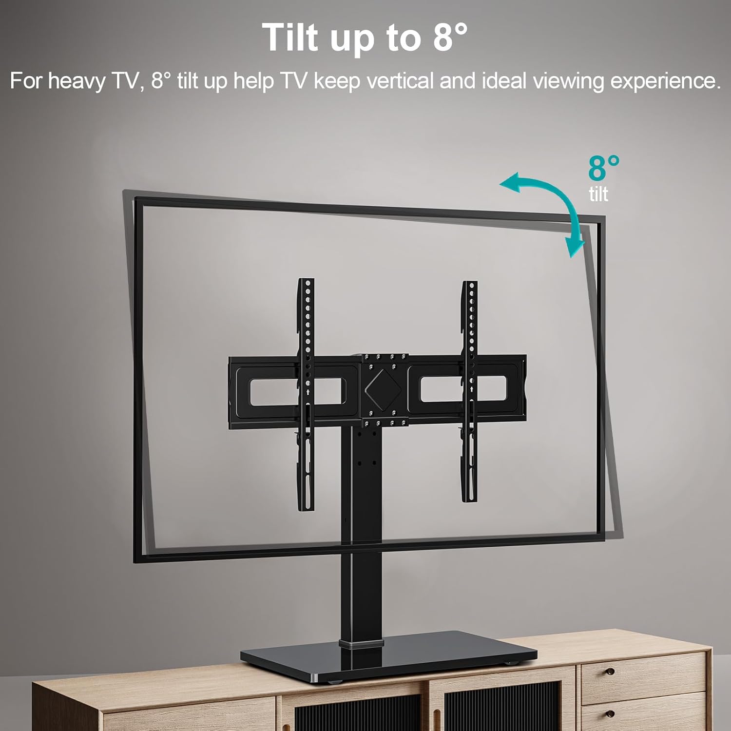 MOUNT PRO Universal Swivel TV Stand Base, Table Top TV Stand for 37 to 65, 70, 75 Inch LCD LED TVs, Height Adjustable TV Mount Stand with Tempered Glass Base, Holds up to 88lbs, Max VESA 600x400mm