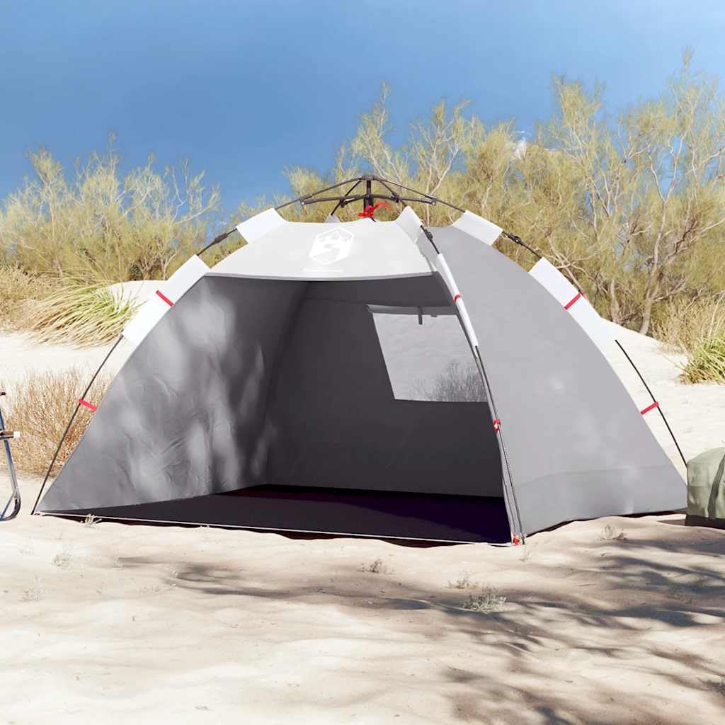 Tenda da spiaggia per 2 persone, colore grigio, con sistema di sgancio rapido, poliestere impermeabile con rivestimento in PU, leggera e portatile, per spiaggia, sabbiera e piscina per bambini