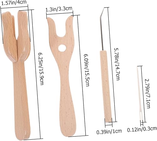 Miniatura 9 de KONTONTY Juego de herramientas de madera para tejer, tenedor de madera, herramientas de tejer, tenedor de ganchillo, herramientas de tejer, juego de