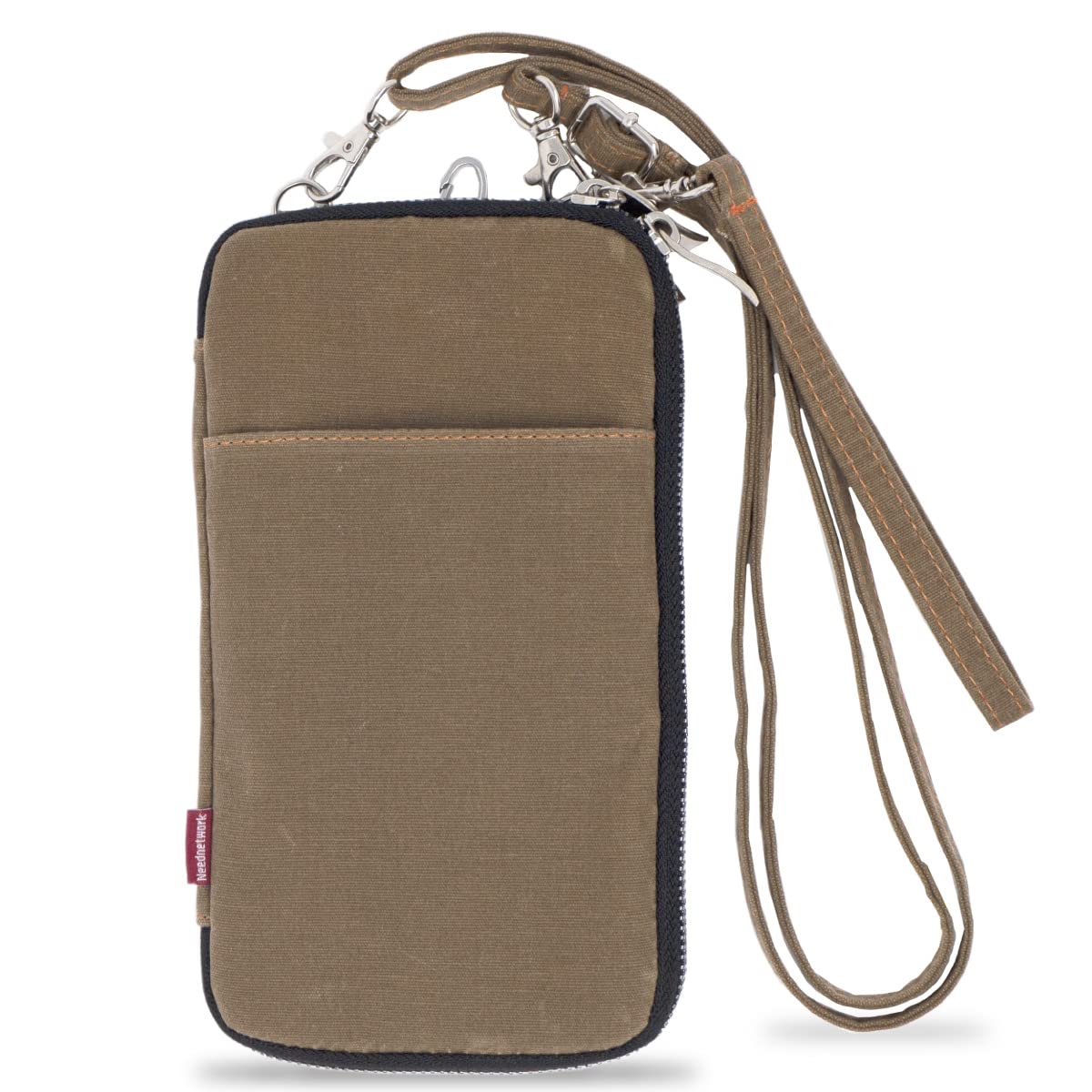 [ニードネットワーク] パラフィン帆布 スマホポーチ ショルダーバッグ ウエストポーチ ボディバッグ ポシェット パスポートケース RFID スキミング防止 ベルトポーチ 財布 ストラップ ウエストバッグ スマホケース サコッシュ 大容量 携帯 小物入れ 斜めがけ 大人 (モカ)