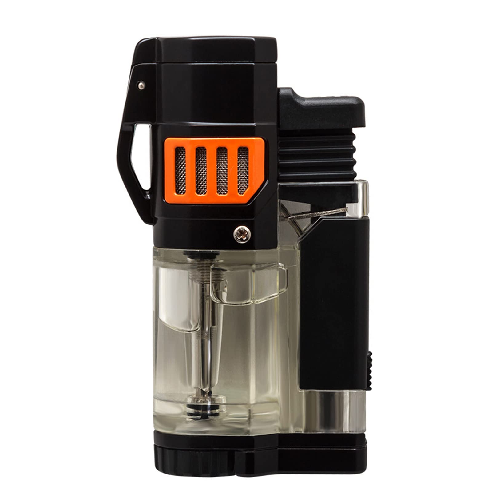 Encendedor de Cigarros de Bolsillo Triple Jet Blue Flame Antorcha Encendedores a Prueba de Viento Butano Recargable Gas Herramientas para Fumar con Perforadora de Metal,White