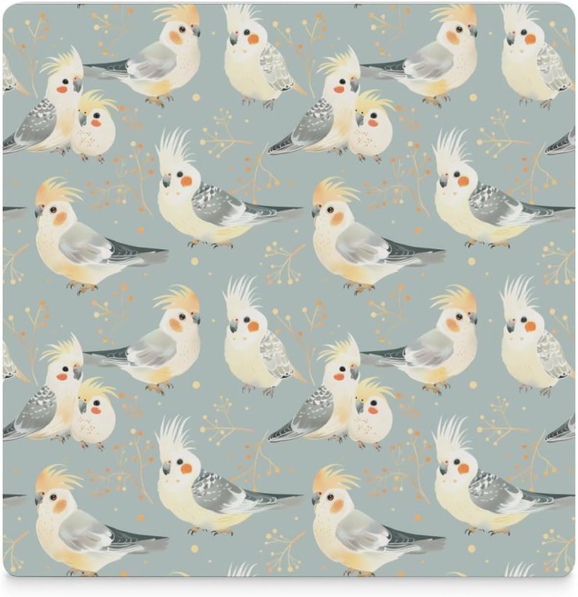 Cute Cockatiel Birds Coaster for Drinks Square Ceramic Table Coasters Stone Mat Crafts 6PCS Home Kitchen Decor