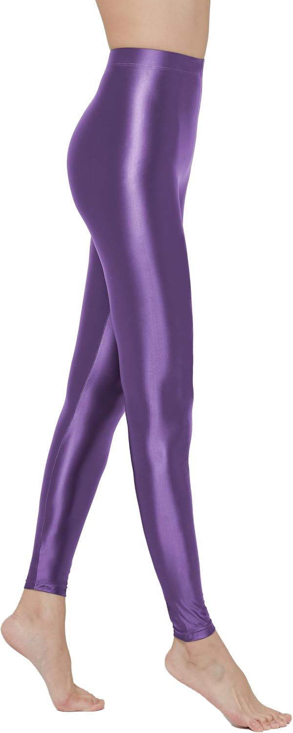 AMORESY Allurea Classic High-Waisted Glossy Leggings – Sculpting Stretch Tights with High Shine Finish