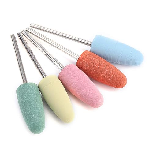 Staleks - Brocas de silicona para pulir uñas, brocas de manicura para uñas, puntas de goma, molino de cerámica ruso, mejora de la cabeza, accesorios