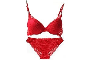 Women's Drawstring Push Up Lace Bra Set