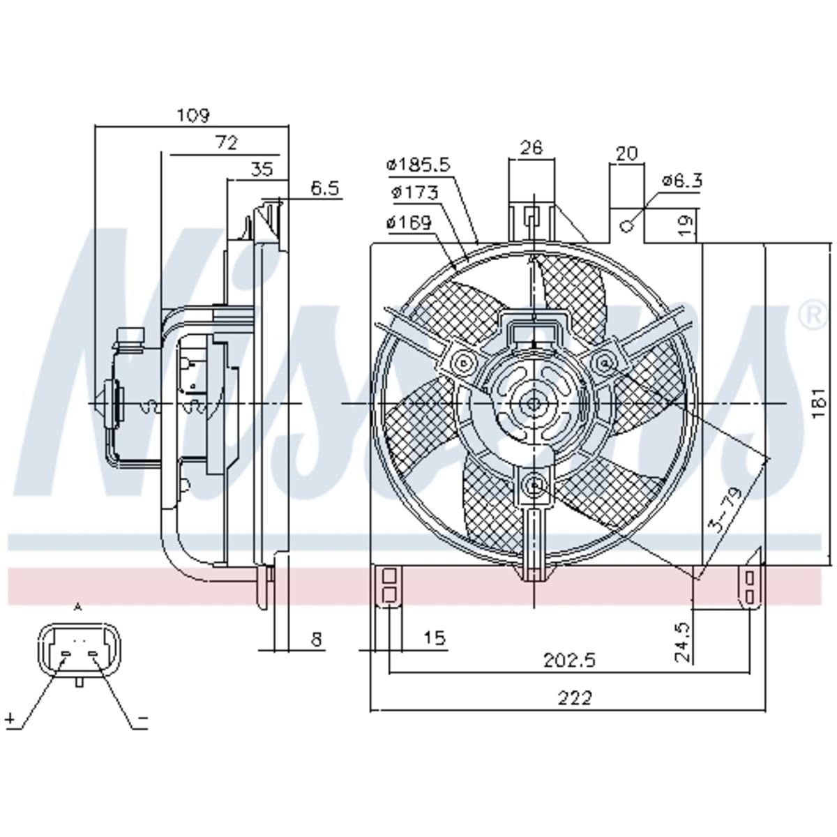 NISSENS Ventola, Raffreddamento motore 85765