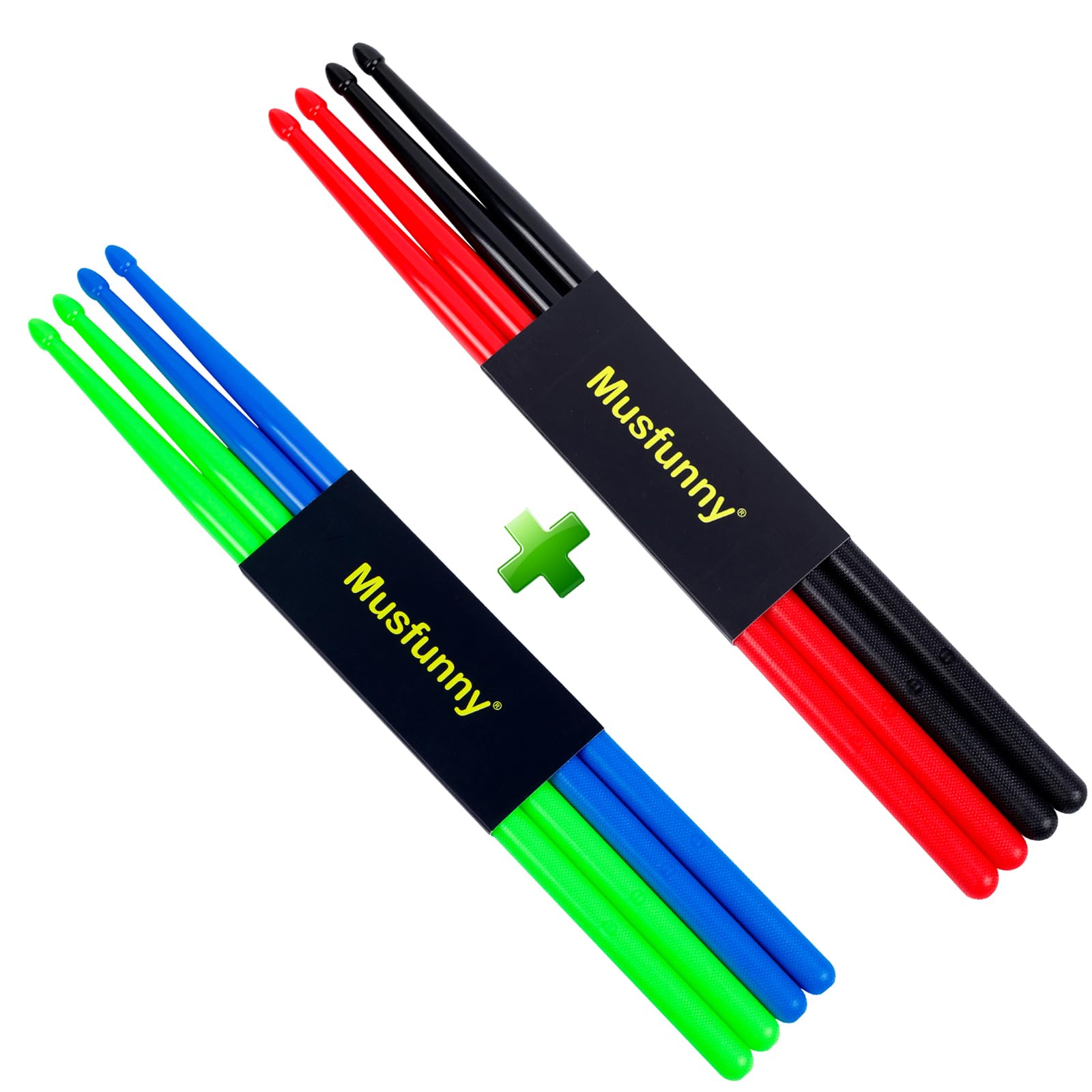 5A Nylon Drumsticks for Kids Adults: Drum Sticks Set - Blue Green and Black Red with Anti…