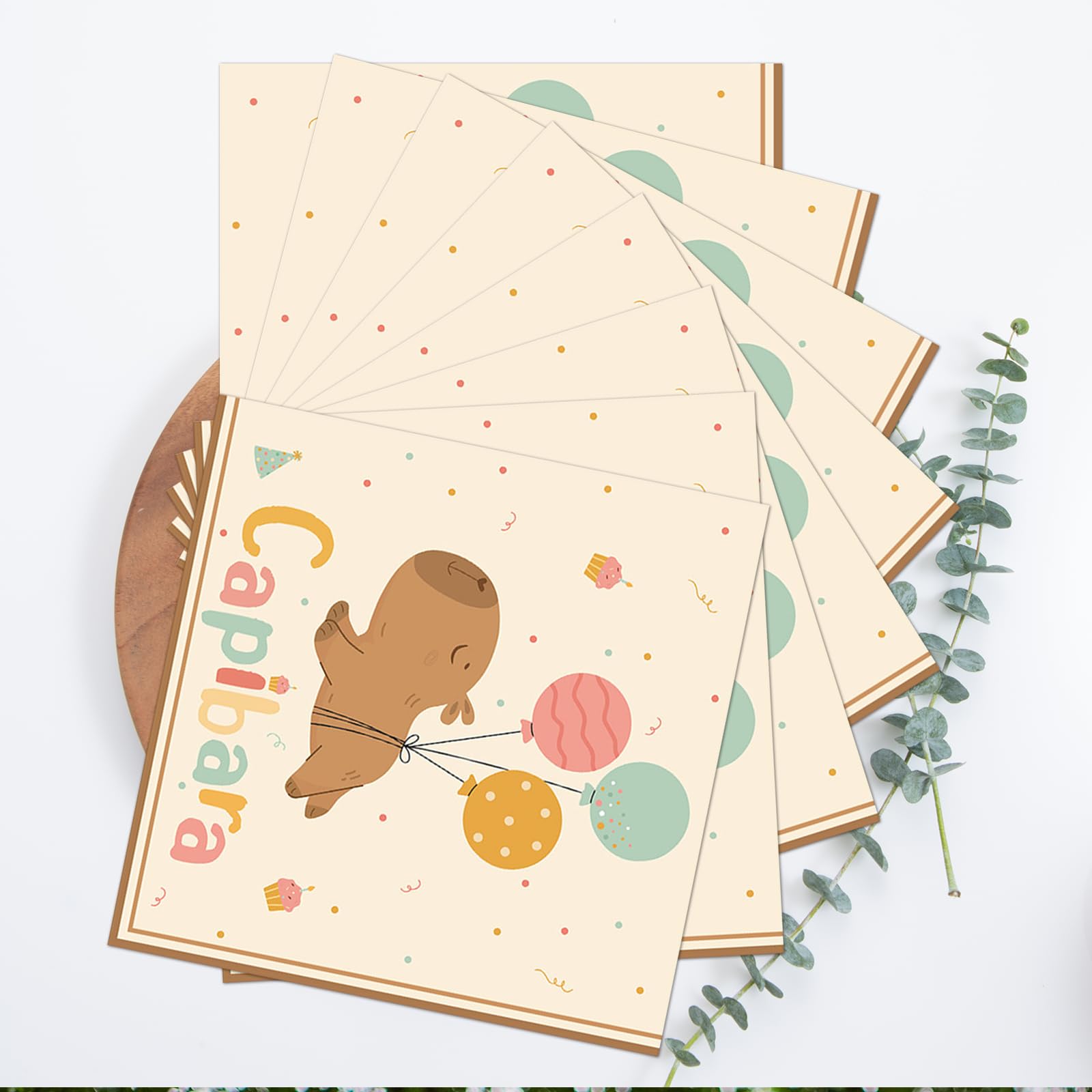 Ensemble De Vaisselle Jetable Thème Capybara - 20 Serviettes En Papier - Design Mignon, Orange - Pour Anniversaire, Fête Animalière