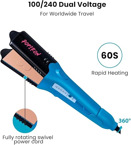 Miniatura 2 de PopIron - Plancha de pelo y plancha de impresión de cabello con primera imagen 3D, viene con 5 placas diferentes, incluyendo alisador de pelo,