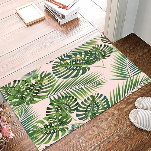 danxceh Soft Bathroom Mat Non Slip,Machine Washable Bathroom Rug Bathmat Bath Mats for Bathtub Shower,Palm Tropical leaves seamless pattern.,16x24in
