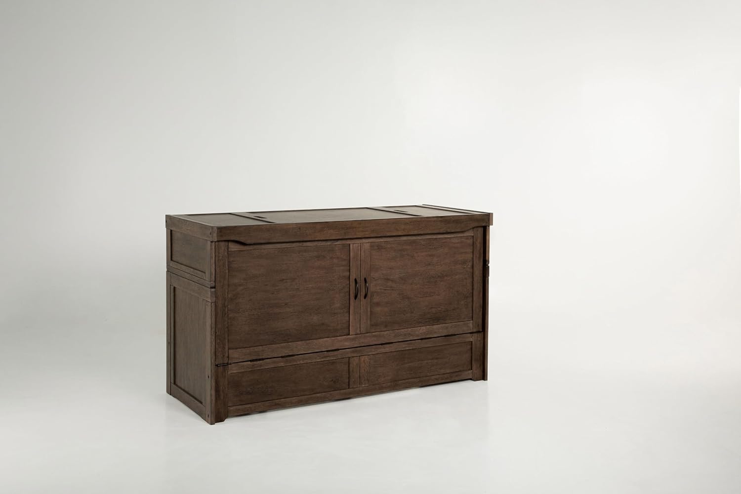 NIGHT & DAY Furniture Murphy Cube Cabinet Bed (Rustic Brown w/Ranchero Hardware, Queen)
