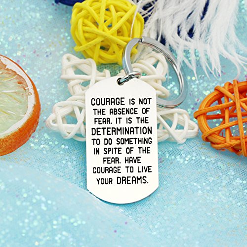 Agr8T Inspirational Key Chain Ring Pendant Best Friend Graduation Gifts - Courage Is Not The Absence Of Fear #TOP3