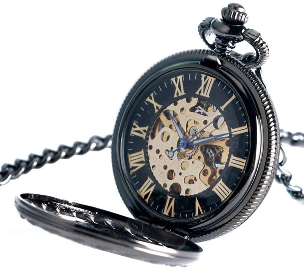 Mechanische Skelett-Taschenuhr, automatische mechanische Taschenuhr für Männer und Frauen mit Kette. Herren-/Damenuhr. Weihnachts-/Abschluss-/Geburtstagsgeschenk. Vatertag