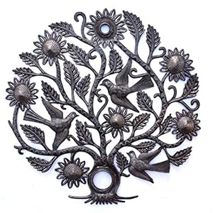   Sunflower-and-Birds-Tree-of-Life-Metal-Wall-Hanging-Decor-Authentic-Upcycled-Artwork-from-Haiti-Sunflower-Tree