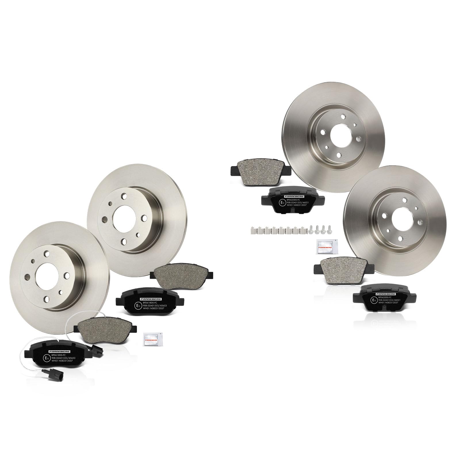 Frankberg 1 set freni incl. 4 dischi freno + 8 pastiglie freno Anteriore | Compatibile con: Stile 192, Bravo II 198, Stilo Multi Wagon 192, Delta III 844